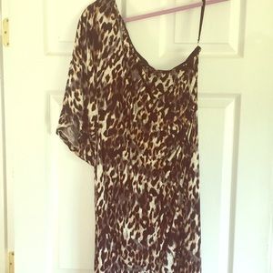 Off shoulder animal print mini dress